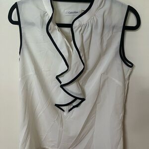 Calvin Klein Ivory Top with Black Edging